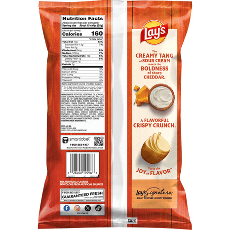 Lay's Potato Chips, Cheddar & Sour Cream Flavored