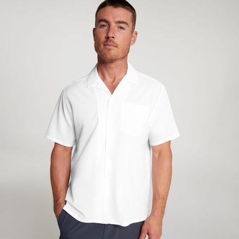 VRST Men's Performance Resort Shirt, Small - Pure White