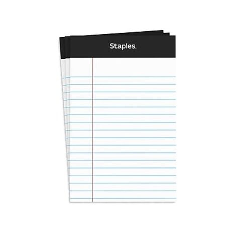Staples 3.5" X 2.5" White Narrow Ruled Perforated Mini Legal Writing Pads
