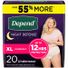 Depend Night Defense Women's Adult Postpartum Incontinence Underwear, XL