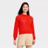 A New Day Women's Long Sleeve Round Neck Tape Yarn Pullover Sweater, XL - Red
