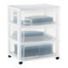 Iris Plastic 3 Drawer Wide Storage Drawer Cart with 4 Caster Wheels for Home, 15 3/4 x 21 1/2 x 26 in - White