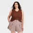 A New Day Women's Crewneck Drop Needle Pullover Sweater Tank, 2X - Brown