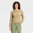 A New Day Women's Long Sleeve Round Neck Tape Yarn Pullover Sweater, XL - Brown