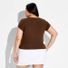 Wild Fable Women's Cap Sleeve Round Neck Button-Down Shirt, 2X - Brown