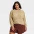 A New Day Women's Long Sleeve Round Neck Tape Yarn Pullover Sweater, 2X - Brown
