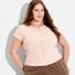 Wild Fable Women's Cap Sleeve Round Neck Button-Down Shirt, XXL - Pink