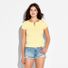 Wild Fable Women's Cap Sleeve Round Neck Button-Down Shirt, XXS - Yellow