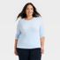 A New Day Women's Long Sleeve Fitted Jersey T-Shirt, 2X - Light Blue