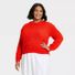 A New Day Women's Long Sleeve Round Neck Tape Yarn Pullover Sweater, 2X - Red