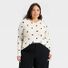 A New Day Women's Long Sleeve Fitted Jersey T-Shirt, 2X - Black/White Dot
