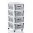 Curver Infinity 4-Drawer Rolling Cart - White & Grey - 14-1/4" x 11-3/4" x 25-3/4"