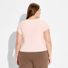 Wild Fable Women's Cap Sleeve Round Neck Button-Down Shirt, XXL - Pink