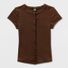 Wild Fable Women's Cap Sleeve Round Neck Button-Down Shirt, XL - Brown