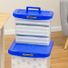 Bankers Box 0086301 Letter Size Blue & Clear Heavy-Duty Plastic Portable File Storage Boxes with Organizer Lid Compartment