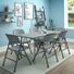 COSCO Indoor or Outdoor Standing Folding Chair With Solid Seat - Gray