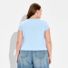 Wild Fable Women's Cap Sleeve Round Neck Button-Down Shirt, XXL - Light Blue
