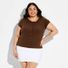 Wild Fable Women's Cap Sleeve Round Neck Button-Down Shirt, 2X - Brown