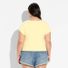 Wild Fable Women's Cap Sleeve Round Neck Button-Down Shirt, 1X - Yellow
