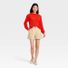 A New Day Women's Long Sleeve Round Neck Tape Yarn Pullover Sweater, L - Red