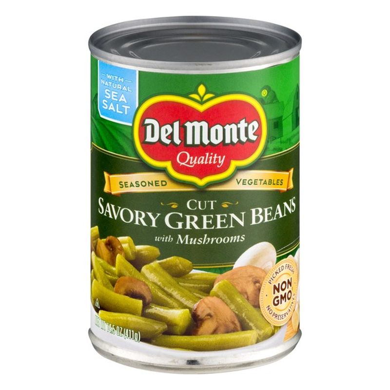 Del Monte Green Beans, Savory, with Mushrooms, Cut (14.5 oz) Instacart