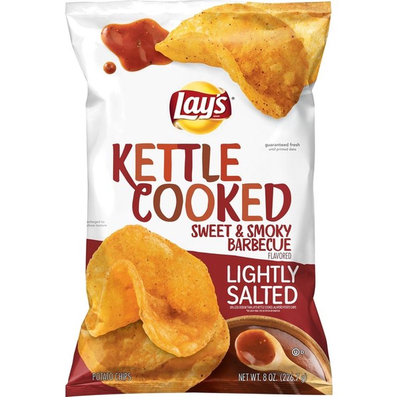 Lays Kettle Cooked Lightly Salted Sweet And Smoky Bbq Potato Chips 8 Oz Instacart