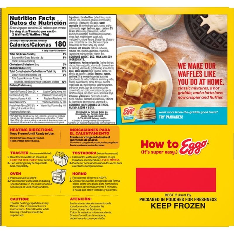 Kellogg's Eggo Frozen Waffles Blueberry (74.1 oz) - Instacart