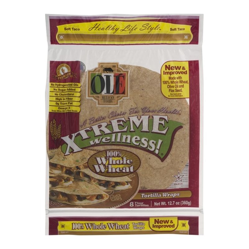 Ole Tortilla Wraps, Flour, Soft Taco, Whole Wheat (8 each) from Kroger