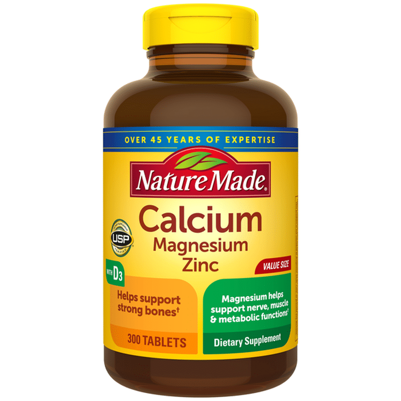 Nature Made Calcium, Magnesium Oxide, Zinc with Vitamin D3 Tablets (300 ...