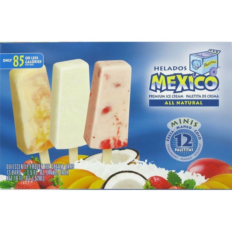 Helados Mexico Ice Cream Bars Premium Minis Strawberry Coconut Mango Variety Pack 12 Each Instacart