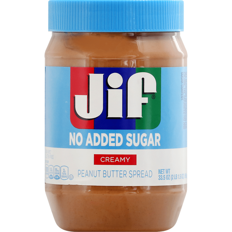 Jif Peanut Butter Spread, No Added Sugar, Creamy (33.5 oz) - Instacart