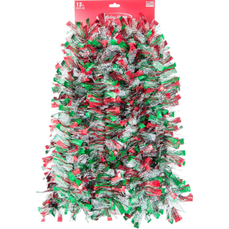 Holiday Home Red White & Green Tinsel Garland