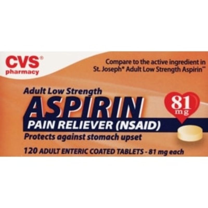 CVS Adult Low Strength Aspirin Pain Reliever (Nsaid) Coated Tablets 81