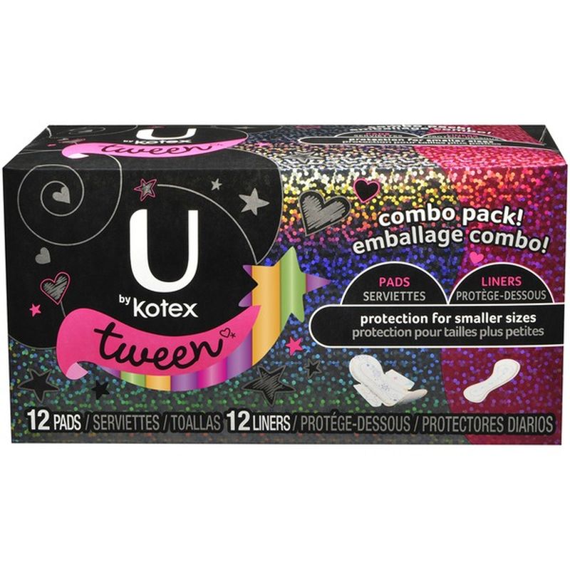 U By Kotex Tween Combo Pack Pads Liners 24 Ct Delivery Or Pickup Near Me Instacart