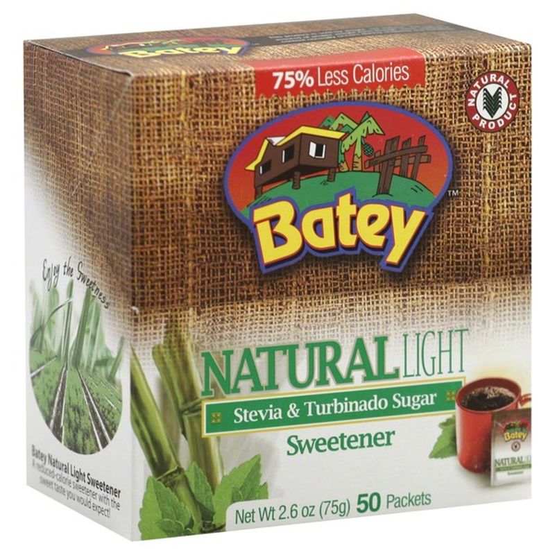 Batey Sweetener, Stevia & Turbinado Sugar, Natural, Light (50 ct