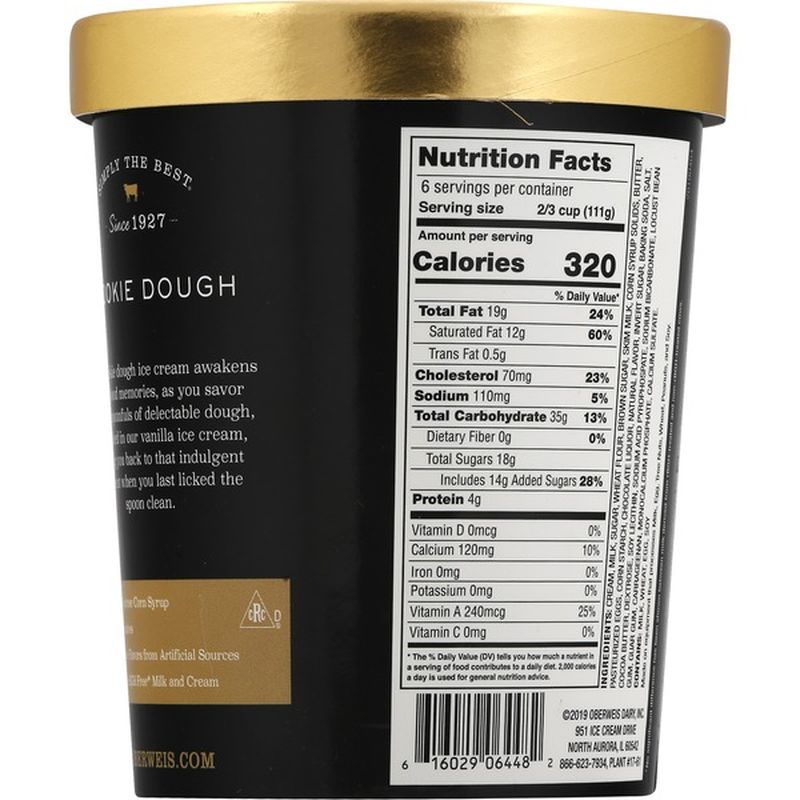 Oberweis Dairy Ice Cream, Super Premium, Cookie Dough (1 qt) Instacart
