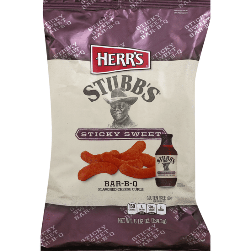 Stubb's Herrs Cheese Curls, Sticky Sweet Bar-B-Q Flavored (6.5 Oz ...