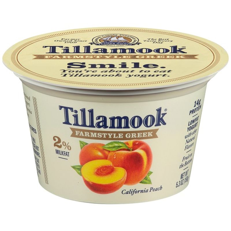 Tillamook Yogurt, Greek, Lowfat, California Peach (5.3 oz) - Instacart