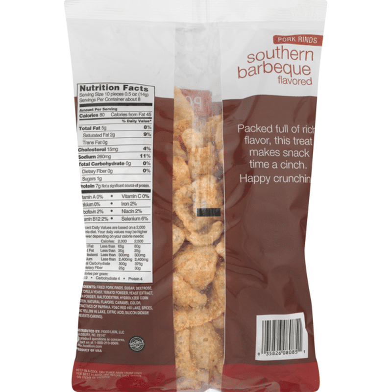 Food Lion Pork Rinds, Southern Barbeque, Bag (4 oz) from Food Lion