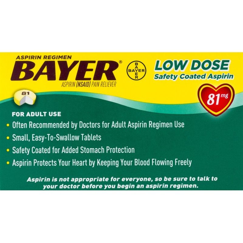Bayer Aspirin Low Dose Safety Coated Tablets 120 CT (120 ct) Instacart