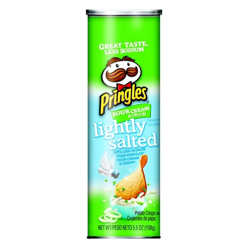 Pringles Potato Crisps Chips Sour Cream & Onion Flavored Lightly Salted
