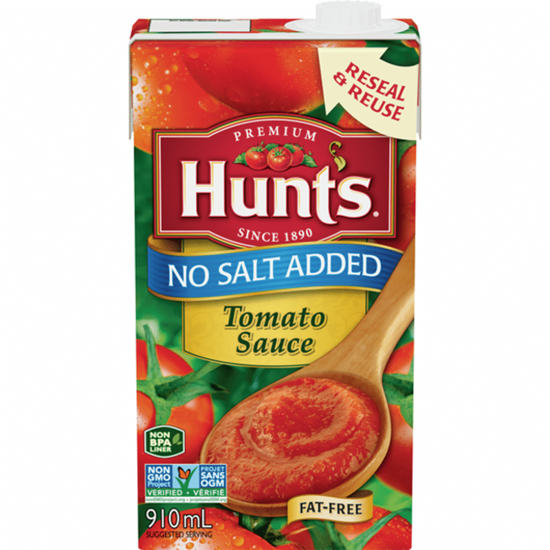 Hunt's Tetra Pack Premium No Salt Added Tomato Sauce (910 ml) Instacart