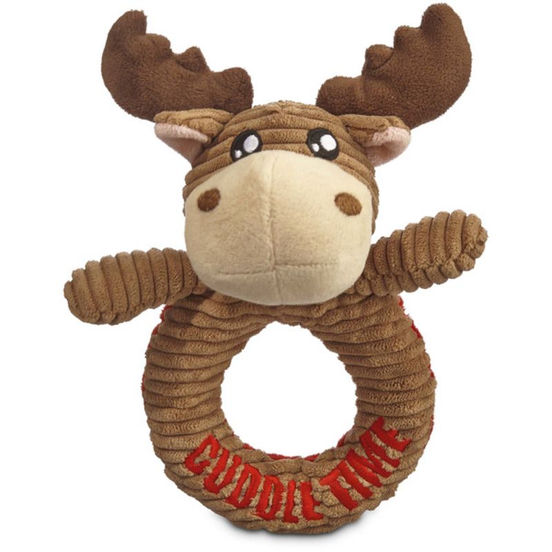 6" Holiday Moose Puppy Squeak Ring Dog Toy