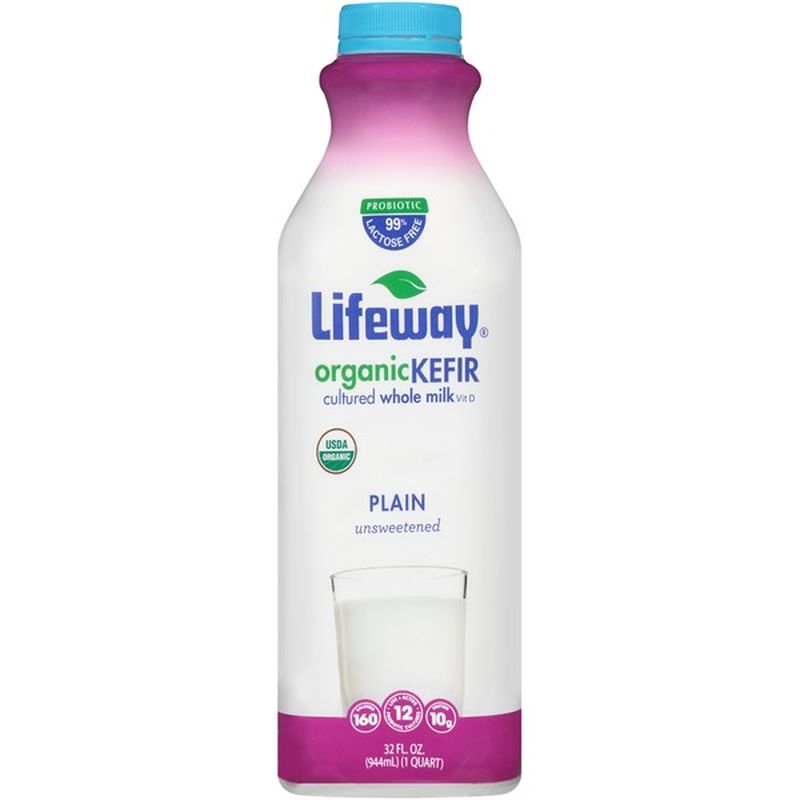 Lifeway Plain Unsweetened Organic Kefir Cultured Whole Milk 32 Fl Oz Instacart