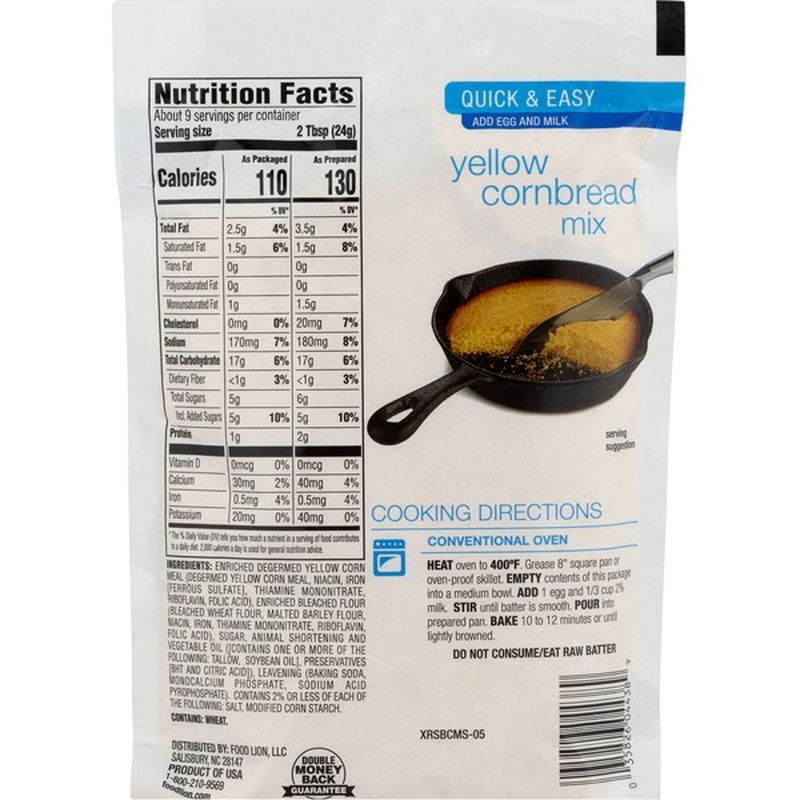 Food Lion Yellow Cornbread Mix, Quick & Easy