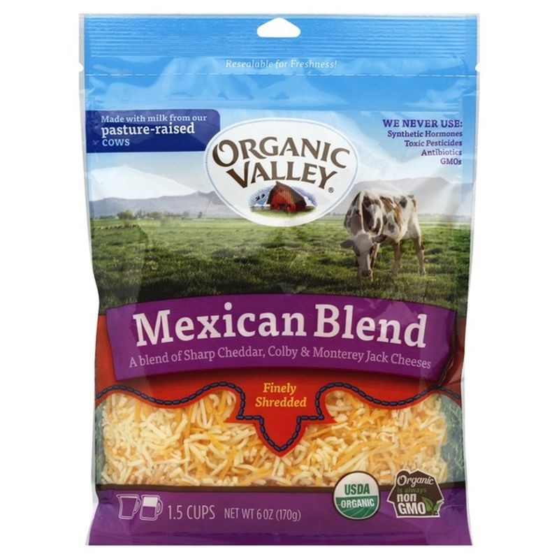 Organic Valley 3 Cheese Organic Finely Shredded Mexican Cheese Blend