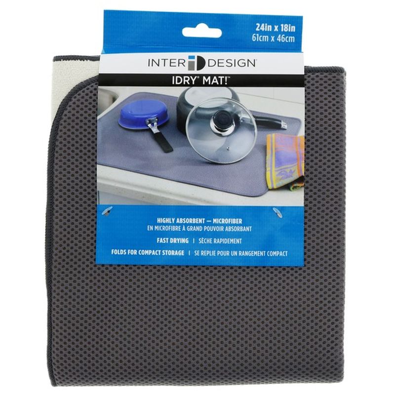 iDesign iDry Kitchen Counter Absorbant Drying Mat Solid - X-Large, Black/White