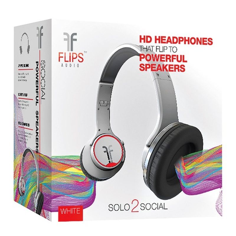 Flips Audio Solo 2 Social White Hd Headphones That Flip To Powerful Speakers