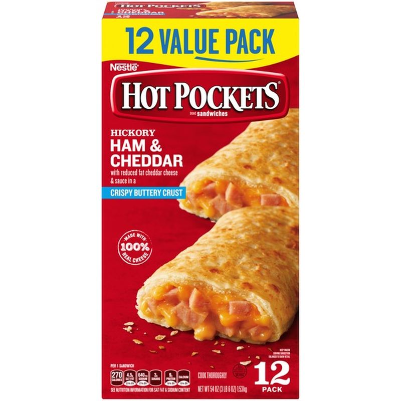 Hot Pockets Hickory Ham & Cheddar Frozen Sandwiches (54 oz) Instacart