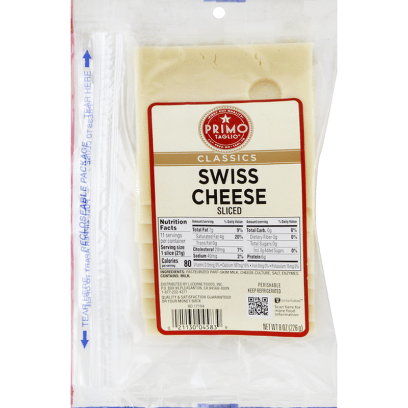 Primo Taglio Cheese, Sliced, Swiss (8 oz) Delivery or Pickup Near Me